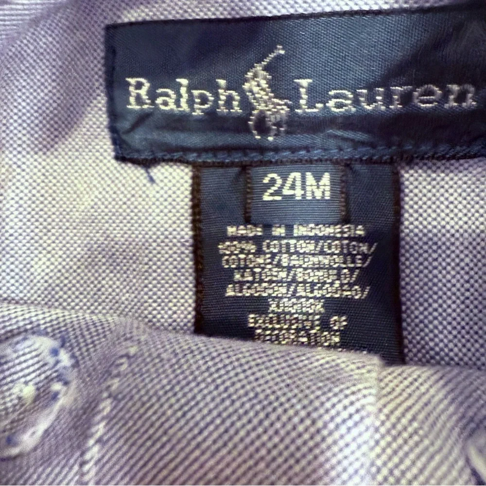 Ralph Lauren Lot Of 2 Boys Button Down Shirts Blue Oxford & Red Plaid Sz 24 Mo.